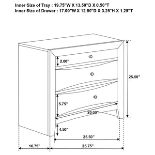 Sunvega Black 2-Drawer Nightstand with Pull-out Tray and Soft Felt Lining