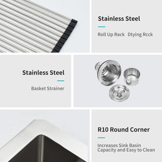 Sunvega 32x19 Inch Undermount Kitchen Sink with Superior Drainage and Soundproofing