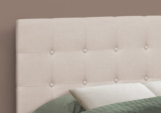 Sunvega Button-Tufted Upholstered Beige Linen Look Headboard for Full Size Bed