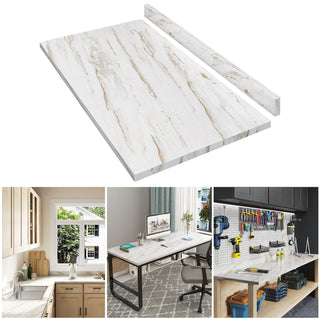 Sunvega Laminate Countertop with Marble Stripe Design for DIY Office Desk and Laundry Room