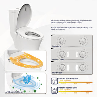 Sunvega Non-Electric Bidet Toilet Seat with Heated Seat and Dual Wash Modes