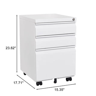 Sunvega 3-Drawer Mobile Metal Filing Cabinet with Lock for Legal Letter Size