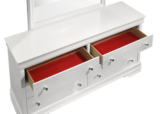 Sunvega Blaze Modern Style White Wood Dresser with Six Spacious Drawers