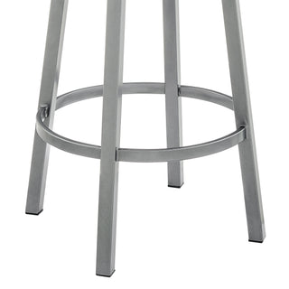 Sunvega Swivel Bar Stool in Cloud Finish with White Faux Leather Upholstery