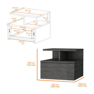 Sunvega Floating Nightstand with 2-Tier Shelf and Spacious Drawer for Easy Storage