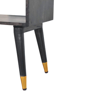 Sunvega Mid-Century Open Bedside Table with Shelf Storage in Solid Mango Wood