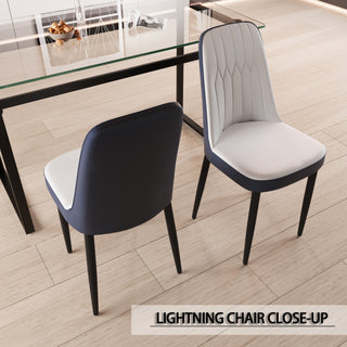 Sunvega Modern PU Leather Dining Chairs with Thick Soft Cushions and Black Metal Legs