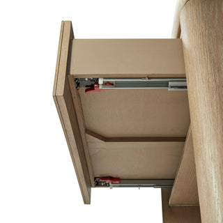 Sunvega Nightstand with Oak Veneer Drawer Fronts, Stone Top, and USB Charging Ports