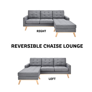 Sunvega Modern L-Shaped Sectional Sofa with Tufted Back and Track Arms for Living Room
