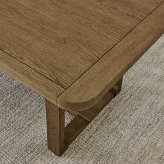 Sunvega 72 Inch Rectangular Walnut Oak Sled Base Dining Table for 6