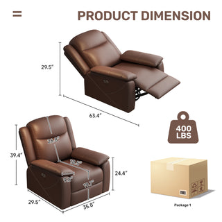 Sunvega Oversized Electric Recliner Chair with USB Charging Port and Overstuffed Cushion