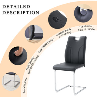 Sunvega White PU Dining Chair Set with Silver Metal Legs and High Resilience Sponge Filling
