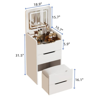Sunvega 3 in 1 Vanity Desk with Flip Top Mirror and Glass Desktop for Bedroom