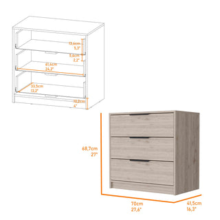 Sunvega Washington Three Drawer Dresser with Display Top for Bedroom Decor
