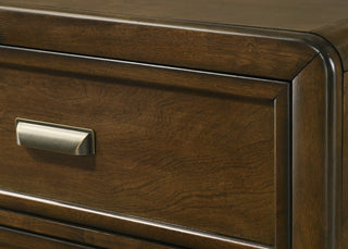 Sunvega Contemporary Dark Brown Wood Nightstand with Two Storage Drawers