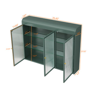 Sunvega Arched Glass Cabinet with Three Spacious Doors for Kitchen Living Room
