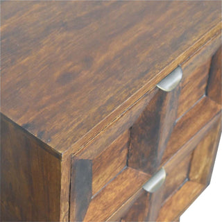 Sunvega Solid Mango Wood Nightstand with Quad Drawers and Nordic Legs