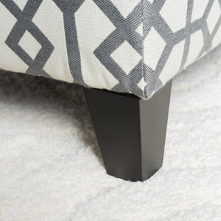 Sunvega Dark Brown Stained Legs Birch Wood Storage Bench Ottoman with Geometric Pattern