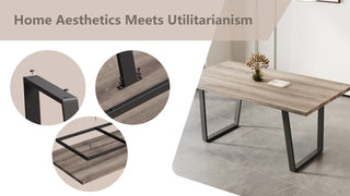 Sunvega Modern Rectangular MDF Dining Table for Six with Waterproof Surface