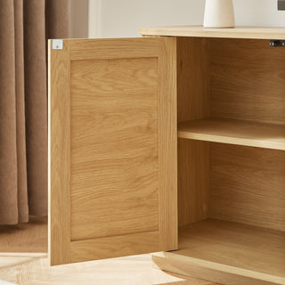 Sunvega Modern Wavy TV Stand Rounded Corner Cabinet for Living Room Storage