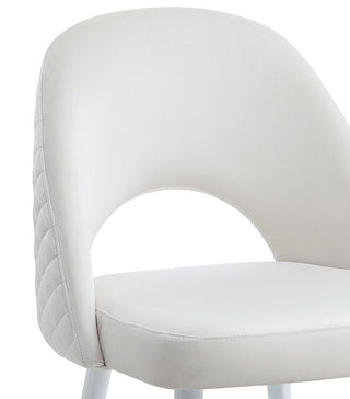 Sunvega White Velvet and Gloss Finish Upholstered Side Chairs with 4-Inch Cushions