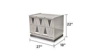 Sunvega Modern Nightstand with Gold Accents and Crystal Drawers in River Sand Grey