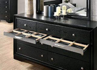 Sunvega Modern Black Nightstand with Hidden Jewelry Drawer and Nickel Knob