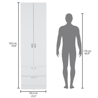 Sunvega 76 Inch High Armoire Wardrobe Closet with Double Doors and 2 Drawers