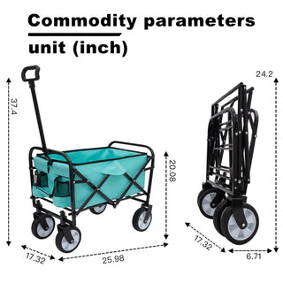 Sunvega Foldable Collapsible Wagon Cart with Extention Dual-Layer Design All-Terrain Wheels