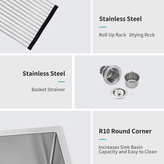 Sunvega 16 Gauge Stainless Steel Topmount Kitchen Sink Basin with Sound Proof Coating