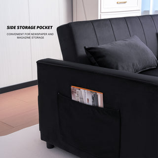 Sunvega Velvet 3-in-1 Sleeper Sofa Bed with Adjustable Backrest and Storage Pockets