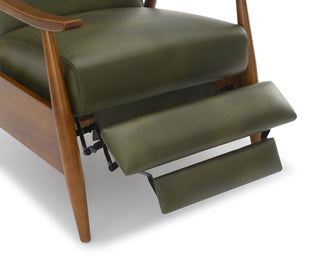 Sunvega Modern Chestnut Brown Wood Arm Push Back Recliner in Caramel