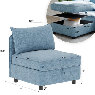 Sunvega Modular Sectional Sofa Seat With Storage and Convertible Sleeper Function