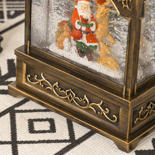 Sunvega Musical Lighted Snow Globe Lantern with Santa Claus and Swirling Glitter for Christmas