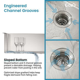 Sunvega 32x19 Inch Overmount Single Bowl Kitchen Sink in Brushed Nickel