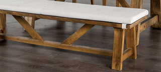 Sunvega Modern Upholstery Bench with Cushion and Rustic Style Trestle Base
