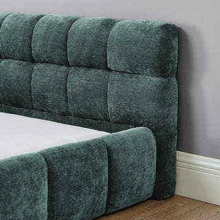 Sunvega Grounded California King Upholstered Bed Frame with Soft Chenille Fabric Headboard