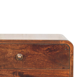 Sunvega Solid Mango Wood Nightstand with Two Drawers and Nordic Style Legs