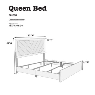 Sunvega Dark Gray Oak Queen Bed with Rustic Accents and Wood Frame