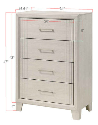 Sunvega Contemporary White Beige Finish Wooden Nightstand with Two Drawers