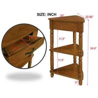 Sunvega Multifunctional 3 Tier Corner Table with Solid Wood Legs for Small Spaces