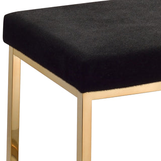 Sunvega Black Faux Fur Upholstered Rectangular Armless Backless Bench with Champagne Gold Base