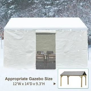 Sunvega Universal Winter Gazebo Cover with Sidewalls and Mesh Windows Waterproof