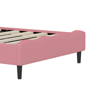 Sunvega Lovely Crown Fantasy PU Leather Princess Bed with Tufted Headboard