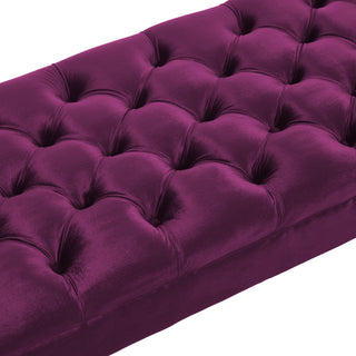 Sunvega Upholstered Tufted Velvet Bench with Wooden Legs for Bedroom or Living Room