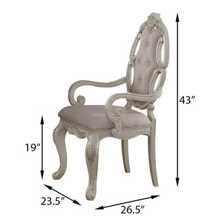 Sunvega Traditional Beige Upholstered Arm Chair with Button Tufted Back and Cabriole Legs
