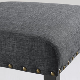 Sunvega Set of 2 Blue Linen Counter Height Stools with Nailhead Trim