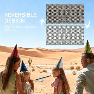 Sunvega Reversible Outdoor Rug with Protective Coating and Strap Stakes for Patio