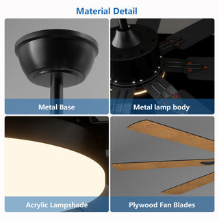 Sunvega 52 Inch Windmill Ceiling Fan with Lights Remote 8 Blades 6-Speed DC Motor