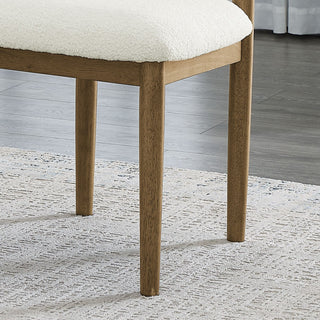 Sunvega Set of 2 Walnut Oak Dining Chairs with Beige Sherpa Fabric and Open Back